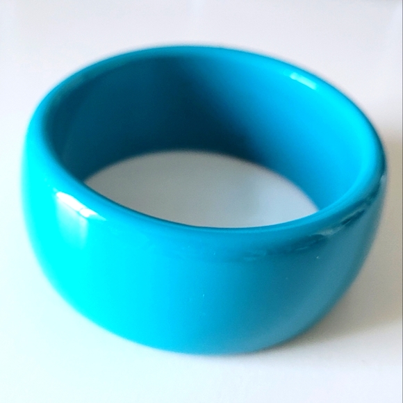 Roberto Cavalli Teal Blue Logo Wide Chunky Bangle Bracelet - Picture 4 of 9